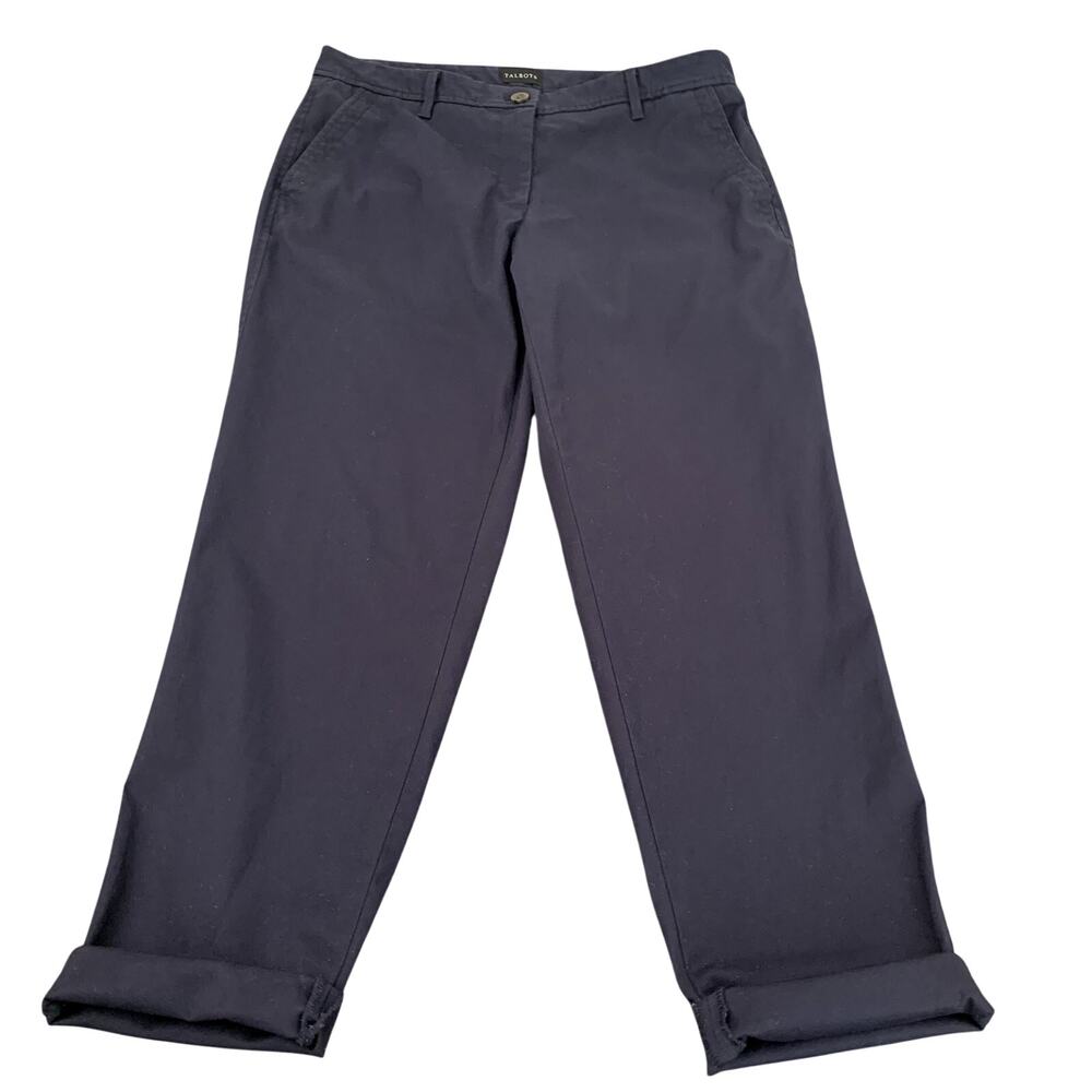 Talbots Chino Relaxed Navy Blue Ankle Length Below Waist Stretch Size 6